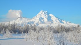 Вулкан Шивелуч зимой